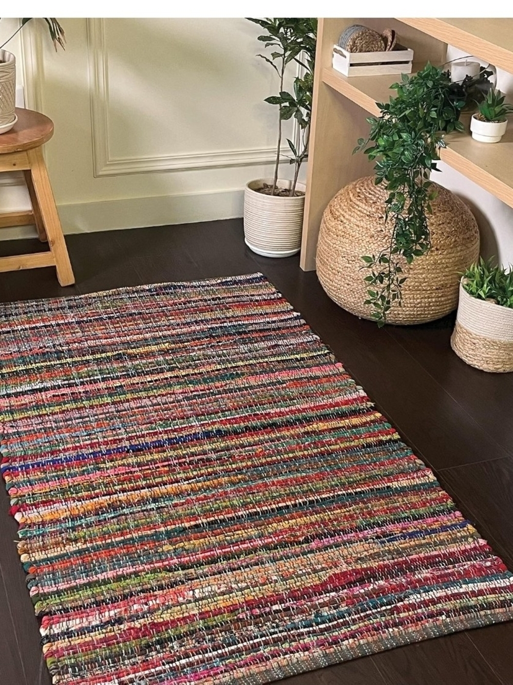 NEW - Eco friendly 100% recycled cotton colorful rag Rug